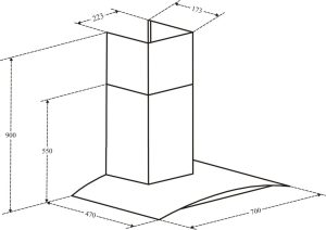 kich thuoc may hut mui topy tp 566 - Máy hút mùi Topy TP-566
