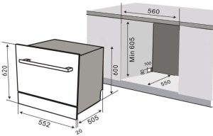 kich thuoc may rua bat lorca ta 916dwb - Máy rửa bát Lorca TA-916DWB