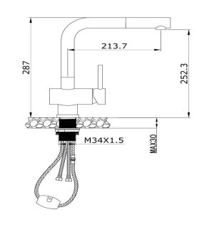 kich thuoc voi rua konox kn13375 scaled 1 - Vòi rửa Konox KN1337