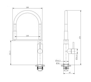 kich thuoc voi rua konox kn1618 - Vòi rửa Konox KN1618