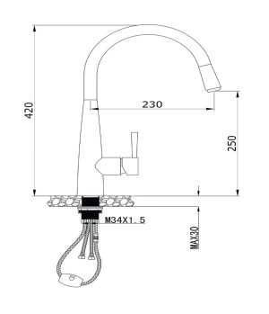 kich thuoc voi rua konox kn1901b scaled 1 - Vòi rửa Konox KN1901B