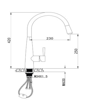kich thuoc voi rua konox kn1901c7 scaled 1 - Vòi rửa Konox KN1901C