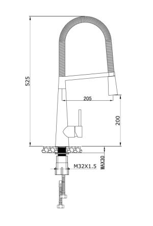 kich thuoc voi rua konox kn19096 scaled 1 - Vòi rửa Konox KN1909