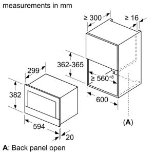 kich thuoc2 lo vi song Bosch BEL520MS0K1 - Lò vi sóng âm tủ BOSCH BFL523MS0B|Serie 4