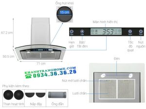 kocher k 228s note - Máy hút mùi Kocher K-228S-70