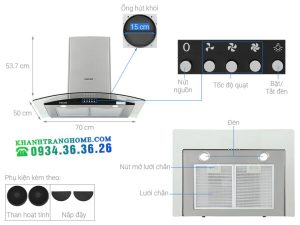 kocher k 8370xs note 2 - Máy hút mùi Kocher K-8370XS