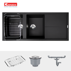 konox chau rua bat granite series livello 1160 black - CHẬU RỬA KONOX LIVELLO 1160 BLACK