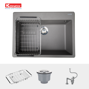 konox chau rua bat granite series ruvita 680 grey 1 800x800 2 - Granite sink Ruvita 680 GreySiphon, giá úp bát inox KONOX