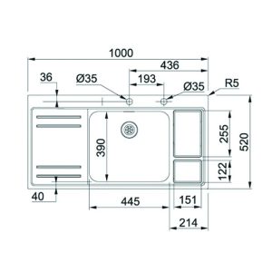 lax 211 w 45 kt 1 1 - FRANKE | Chậu rửa Inox LAX 211 W 45 (127.0299.850)