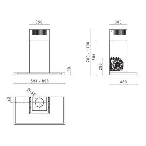 lumina isola 90b 1 - Máy hút mùi đảo kết hợp trang trí DUDOFF LUMINA ISOLA 90B