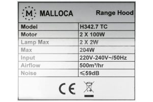 may hut khoi malloca h3427 tc 8 org - Máy hút mùi Classic Malloca H342.7 TC