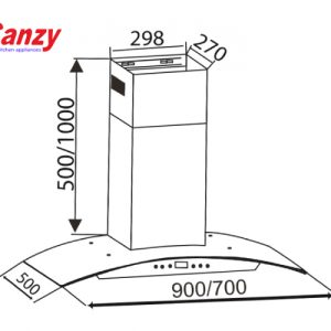 may hut mui bep kinh cong cam ung canzy cz 0370 1587291210 0 - Máy hút mùi bếp kính cong cảm ứng CANZY CZ-0370