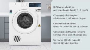 may say thong hoi electrolux 85 kg edv854j3wb637895066651239237 - Máy sấy thông hơi Electrolux 8.5kg UltimateCare 300 - Trắng