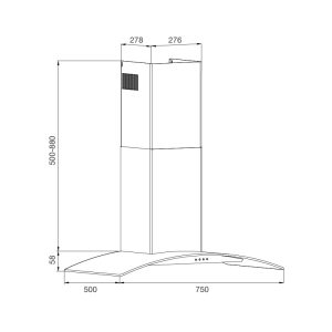 mc 750e - Máy hút khói khử mùi áp tường Malloca MC 750E