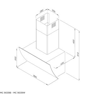 mc 9039b mc 9039w 1 - Máy hút khử mùi áp tường Malloca MC 9039B