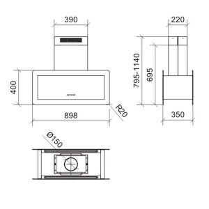 metropolis 90sg 1 - Máy hút mùi đảo DUDOFF METROPOLIS 90SG