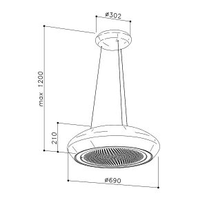 moon b 3 - Máy hút mùi đảo kết hợp trang trí DUDOFF MOON B