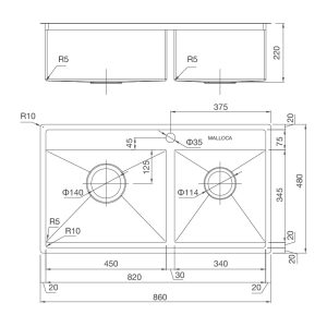 ms 6304 - Chậu rửa chén Malloca MS 6304