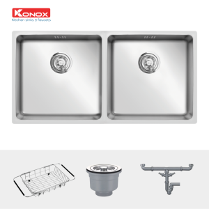 new chau rua bat kitchen sink konox undermount series model kn7544dub 1 800x800 1 - CHẬU RỬA CHÉN BÁT KONOX KN7544DUB Siphon, giá úp bát inox