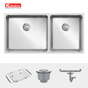 new chau rua bat kitchen sink konox undermount series model kn8144dua 800x800 1 - CHẬU RỬA CHÉN BÁT KONOX KN8144DU Siphon, giá úp bát inox