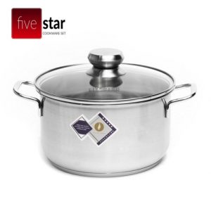 Nồi inox 3 đáy nắp kính 16cm Fivestar N16-3DG