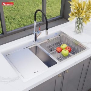 phoi canh chau rua bat chong xuoc KN8651TD dekor 800x800 1 1 - Chậu rửa bát KONOX KN8651TD Dekor