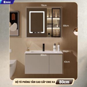 Bộ tủ phòng tắm cao cấp Enic K4 - 80cm Gương Thông Minh