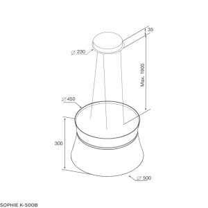 sophie k 500b 1 - Máy hút khói, khử mùi Malloca SOPHIE K-500B