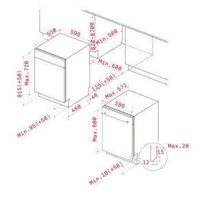 teka dw9 55s dimention - Máy rửa bát Teka DW9 55 S