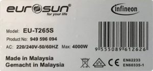tem thong tin bep tu eurosun eu t265s - Bếp từ Eurosun EU-T265S