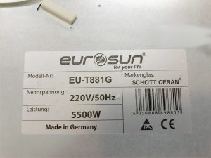 tem thong tin bep tu eurosun eu t881g - Bếp từ Eurosun EU-T881G
