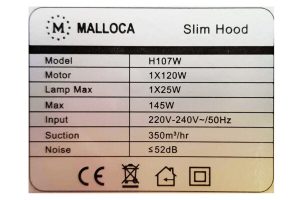temsph107w - Máy hút mùi Classic Malloca H107W (Màu trắng)