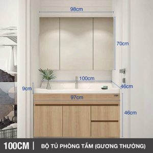 Bộ tủ phòng tắm thông minh Enic ST01 - 100cm Gương Thường