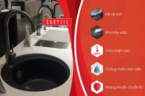 thong so ky thuat chau rua carysil roa1 mau nera - Chậu rửa Carysil ROA1 màu Nera