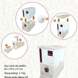 thung dung gao thong minh tashuan ts 3626b 10kg 1534921904 0 - Thùng đựng gạo thông minh TASHUAN TS-3626B - 10Kg
