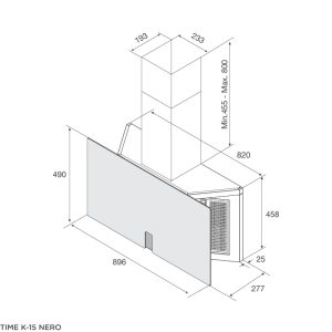 time k 15 nero 1 1 - Máy hút khói khử mùi – áp tường Malloca TIME K-15 NERO