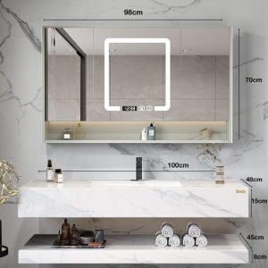 Bộ tủ phòng tắm cao cấp Enic 2T - 100cm Gương Thông Minh