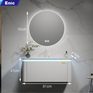 Bộ tủ phòng tắm cao cấp Enic BT - 90cm Gương Tròn