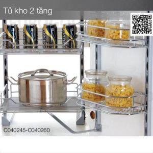 Hệ giá kho 2 tầng EuroGold C040260 inox cánh mở