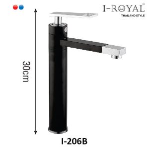 VÒI LAVABO NÓNG LẠNH ĐỒNG THAU MẠ TĨNH ĐIỆN ĐEN I-ROYAL I-206B