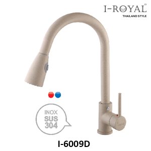 VÒI RỬA CHÉN NÓNG LẠNH DÂY RÚT VÂN ĐÁ I-ROYAL I-6009D