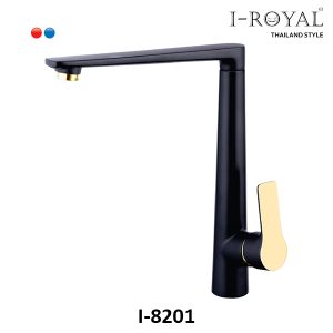 VÒI RỬA CHÉN NÓNG LẠNH ĐỒNG MẠ TĨNH ĐIỆN ĐEN I-ROYAL I-8201