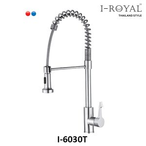 VÒI RỬA CHÉN NÓNG LẠNH DÂY RÚT ĐỒNG THAU MẠ CROME I-ROYAL I-6030T