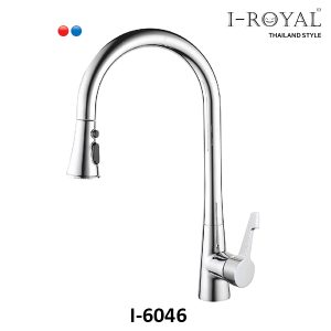 VÒI RỬA CHÉN NÓNG LẠNH DÂY RÚT ĐỒNG THAU MẠ CROME I-ROYAL I-6046