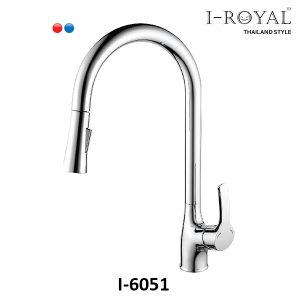 VÒI RỬA CHÉN NÓNG LẠNH DÂY RÚT ĐỒNG THAU MẠ CROME I-ROYAL I-6051
