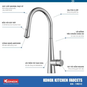 voi rua konox kn1901c 5 - Vòi rửa Konox KN1901C