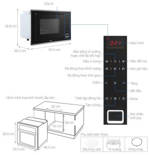 z3224403232233 e37d2bfca6e0f60bc42bc983ce93e6a9 1 - Lò vi sóng có nướng lắp âm Hafele HM-B38C (538.01.111) 32 lít