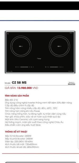 z3249135460809 bee9a3328b92271e4d4ce844ca77df04 - Bếp từ Canzy CZ-58MS