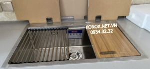 z3359806497334 256572007164ebf9c1b4d430091c62d2 1 - Undermount sink KN6046SUSiphon, thớt gỗ, roll mat KONOX