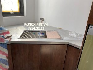 z3359806501540 138b84b0983e0a4331a776b6b0e3f8bc 1 - Undermount sink KN6046SUSiphon, thớt gỗ, roll mat KONOX